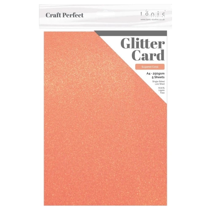 Tonic Studios Glitter Card A4 Sugared Coral