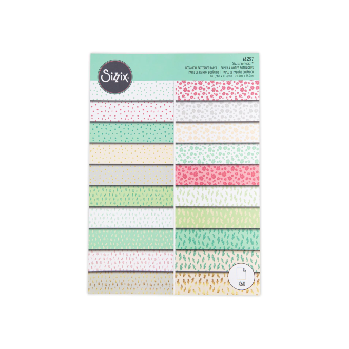 Sizzix A4 Patterned Papers - Botanical, 60 lehte