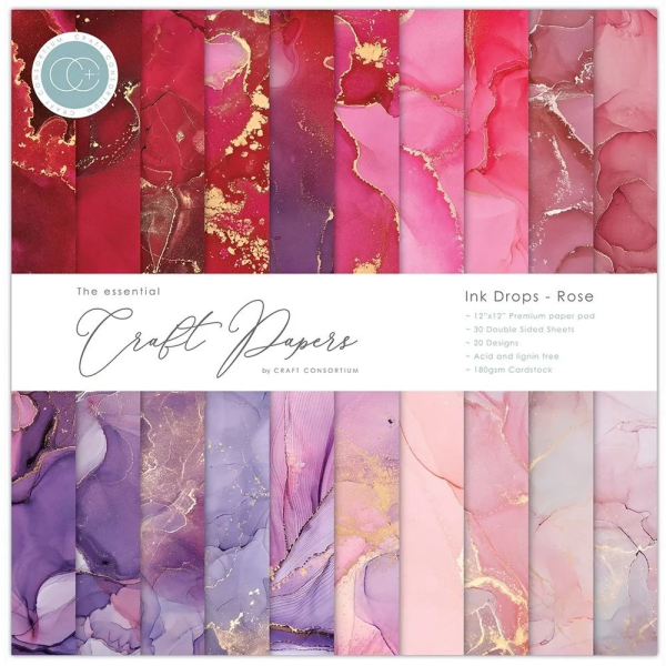 CC Disainpaberiplokk Ink Drops - Rose