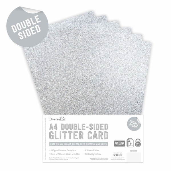 Kahepoolne glitterkartong A4 "Silver" 350 g/m²