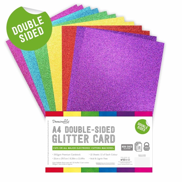 Kahepoolne glitterkartong A4 "Rainbow Bright" 350 g/m²