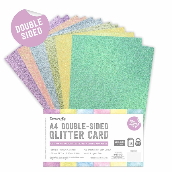 Kahepoolne glitterkartong A4 "Rainbow Pastels" 350 g/m²
