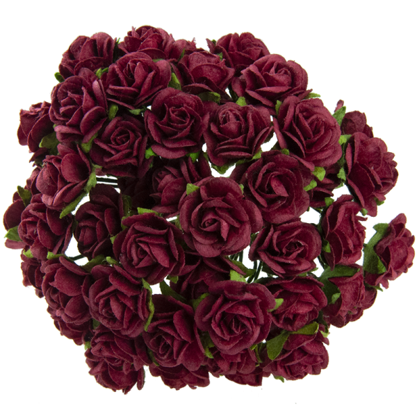 Avatud õiega roos 15 mm (10 tk), tumepunane
