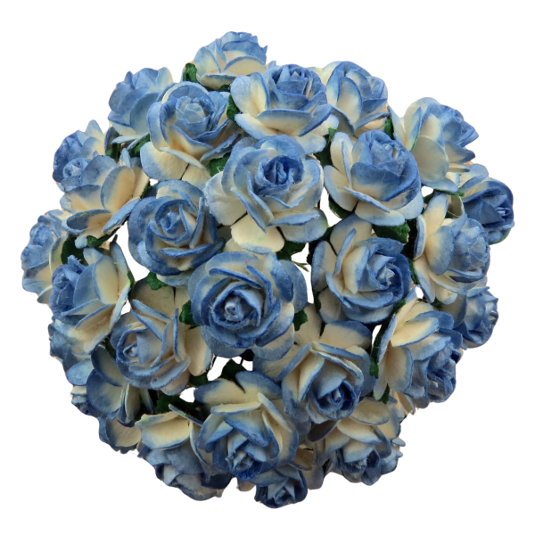 Avatud õiega roos 10 mm (10 tk), sinine/valge