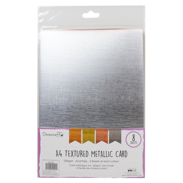 Dovecraft Metallic Textured A4 Card Pack