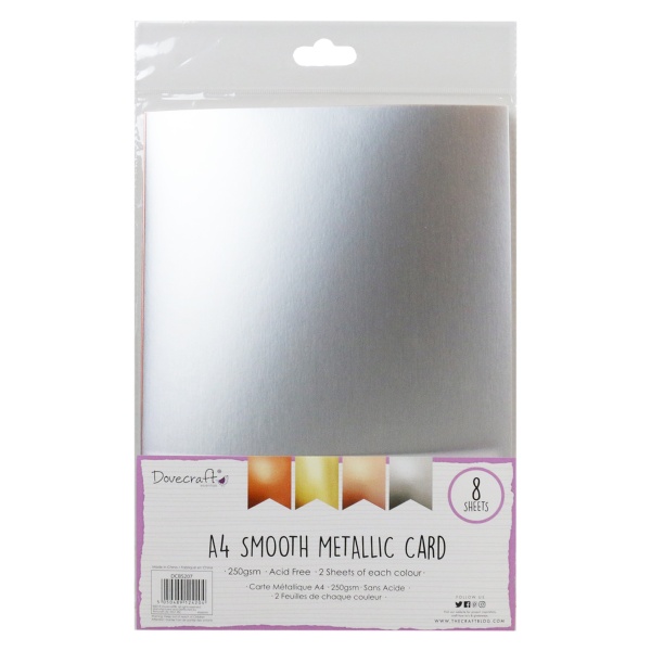 Dovecraft Metallic Smooth A4 Card Pack