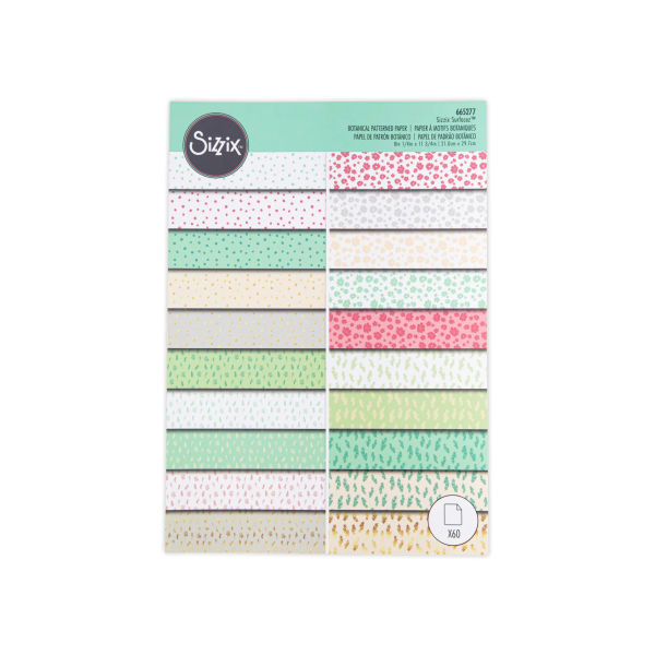 Sizzix A4 Patterned Papers - Botanical, 60 lehte