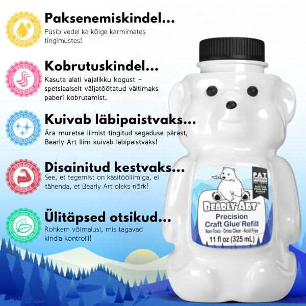 Bearly Art Precision Craft Glue täitepudel, 325 ml