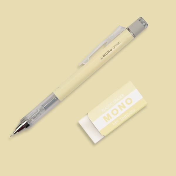 Mehaaniline harilik pliiats kustukummiga, Cream Yellow 0,5 mm