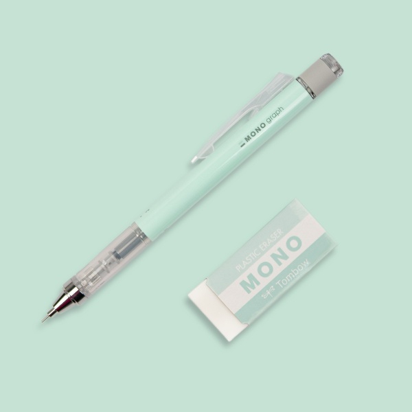 Mehaaniline harilik pliiats kustukummiga, Mint Green 0,5 mm