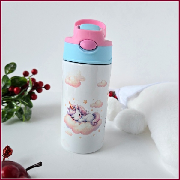Personaliseeritud veepudel roosa/sinine, 360 ml